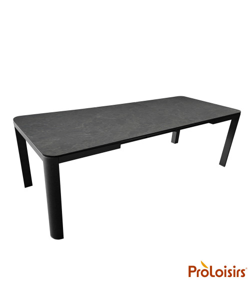 TABLE ALMA 160/210 plateau céramique Coloris:Châssis Graphite / Plateau Dark anthracite  Eco-participation :Prix de vente compre