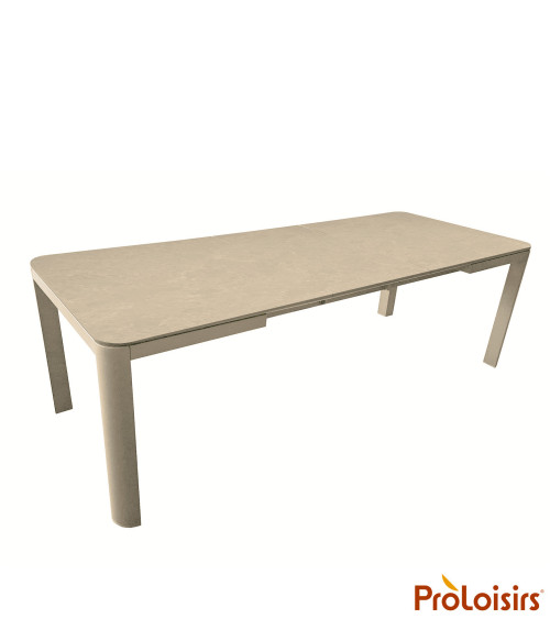 TABLE ALMA 160/210 plateau céramique Coloris:Châssis Crème / Plateau Crème  Eco-participation :Prix de vente comprenant l' éco-p