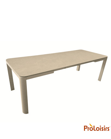 TABLE ALMA 160/210 plateau céramique Coloris:Châssis Crème / Plateau Crème  Eco-participation :Prix de vente comprenant l' éco-p