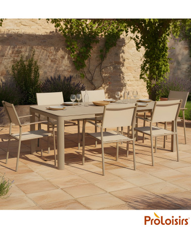 TABLE ALMA 160/210 plateau céramique Coloris:Châssis Crème / Plateau Crème  Eco-participation :Prix de vente comprenant l' éco-p