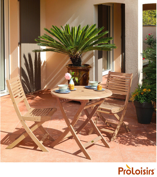 Table de jardin SOPHIE 80 Coloris:Châssis Eucalyptus / Plateau Eucalyptus  Eco-participation :Prix de vente comprenant l' éco-pa