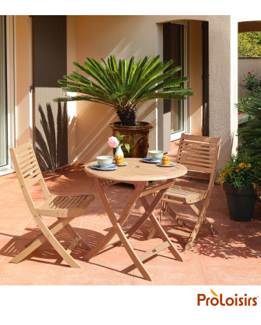 Table de jardin SOPHIE 80 Coloris:Châssis Eucalyptus / Plateau Eucalyptus  Eco-participation :Prix de vente comprenant l' éco-pa