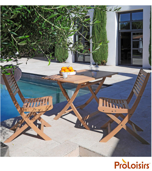 Table de jardin SOPHIE 110 Coloris:Châssis Acacia/Plateau Acacia  Eco-participation :Prix de vente comprenant l' éco-participati
