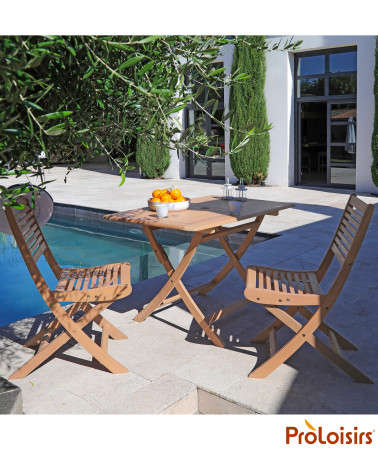 Table de jardin SOPHIE 110 Coloris:Châssis Acacia/Plateau Acacia  Eco-participation :Prix de vente comprenant l' éco-participati
