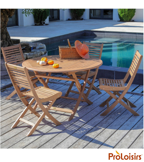 Table de jardin SOPHIE 120 Coloris:Châssis Acacia/Plateau Acacia  Eco-participation :Prix de vente comprenant l' éco-participati