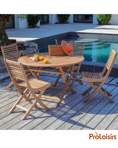 Table de jardin SOPHIE 120 Coloris:Châssis Acacia/Plateau Acacia  Eco-participation :Prix de vente comprenant l' éco-participati